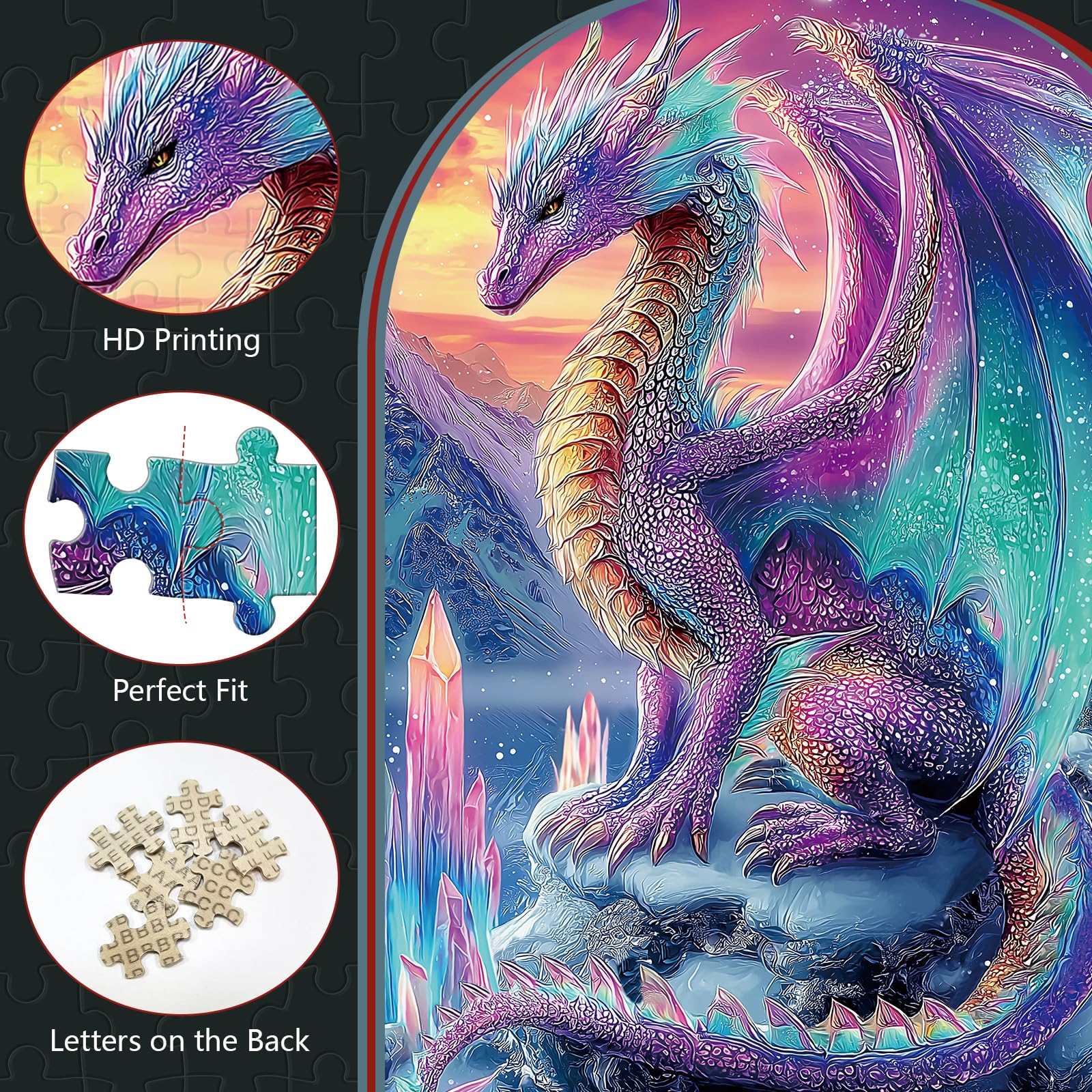 Great Jigsaw Puzzles for Adults 300 Pieces Crystal Dragon Puzzles for Adults Toys Gift Family Decoration Kids Puzzle - Image 4
