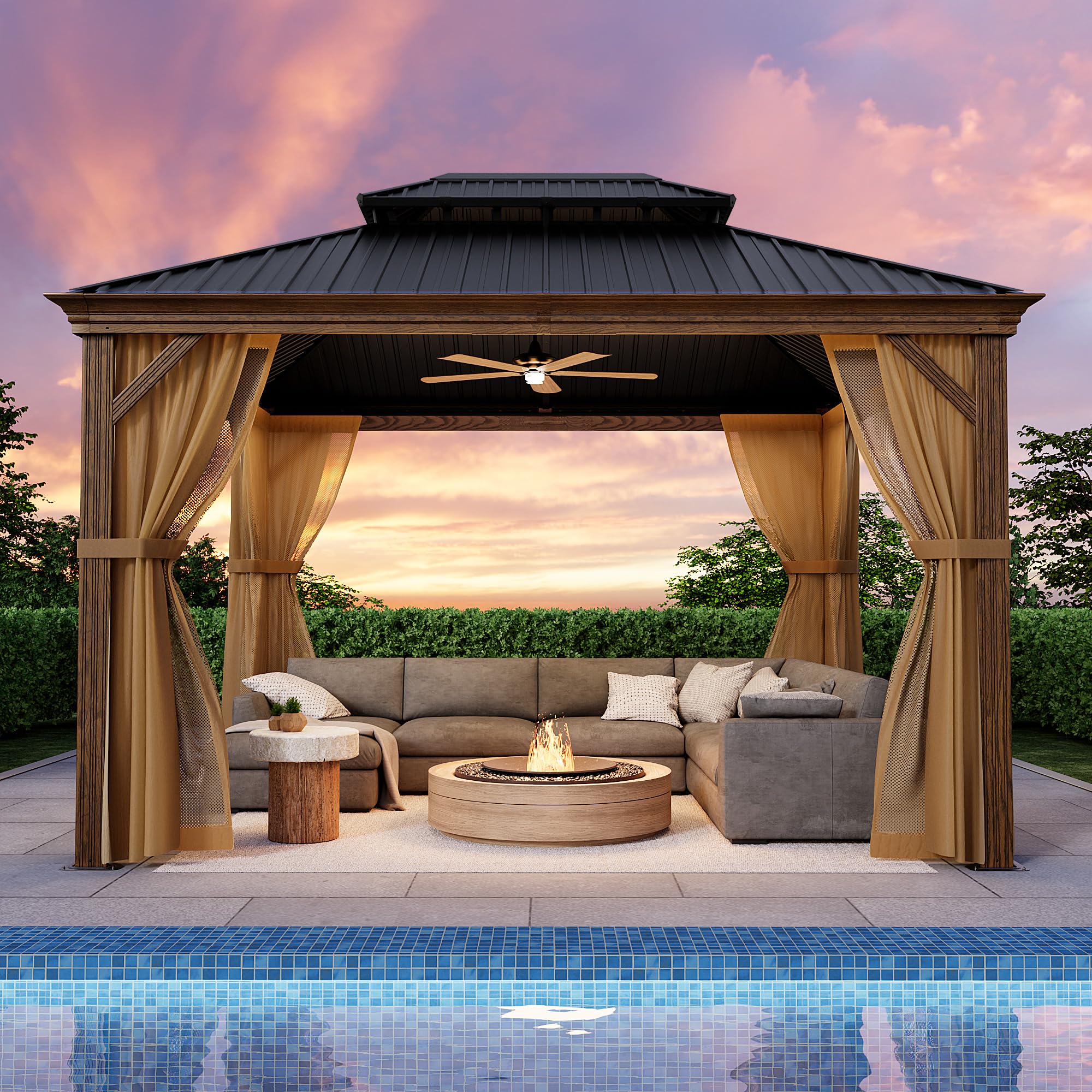 Amazon.com : COSIEST 10X12 FT Hardtop Gazebo Rustproof Double Roof