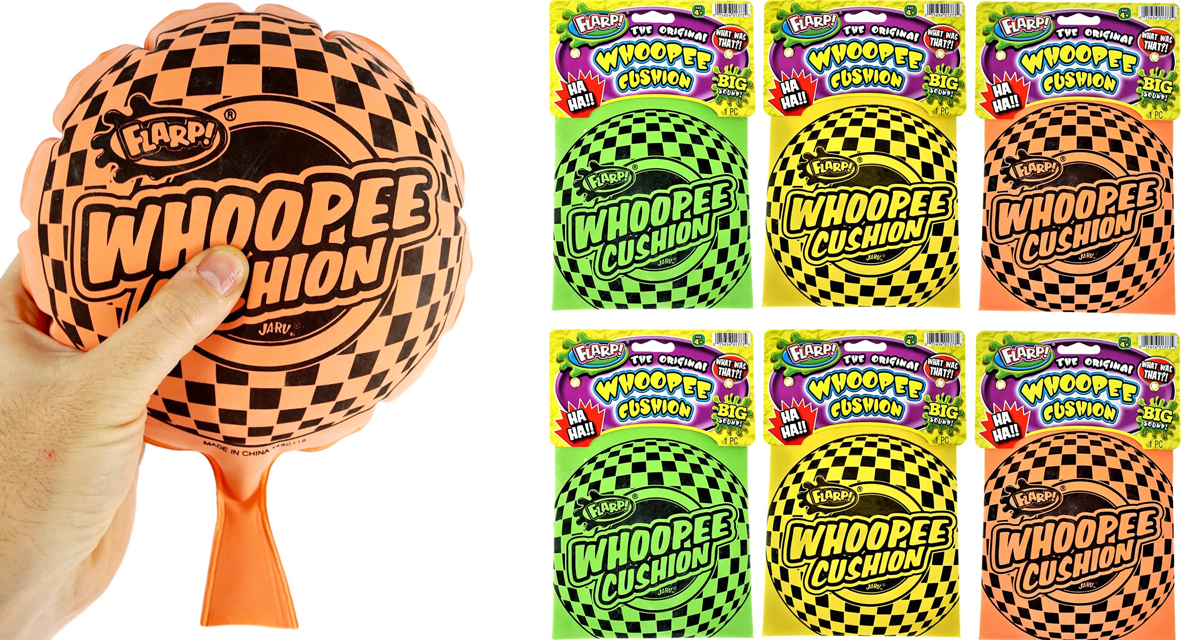 JA-RUFlarp-Whoopee Cushion Classic Prank Toy (6 Whoopie Cushions) Fart Noise Maker Prank Toys for Kids and Adults. Original Novelty Whoopie Cushion. Party Favors Funny Gag Gift Bulk. 1373-6s