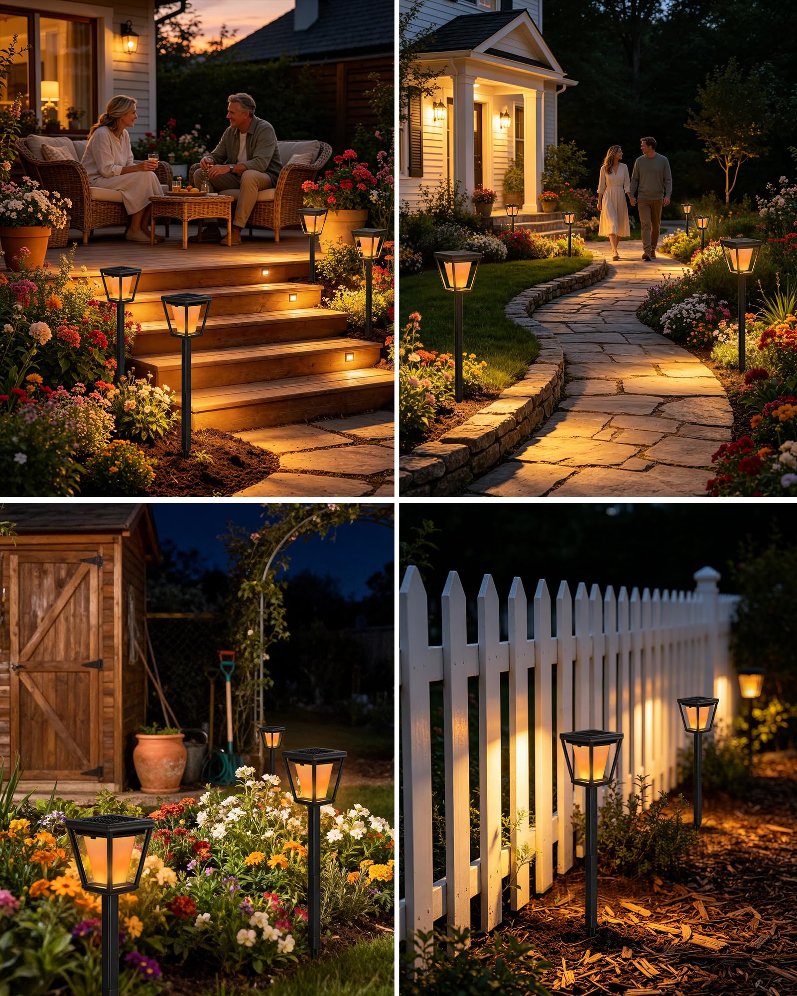 Confezione da 6 lampade solari per esterni con effetto fiamma tremolante, impermeabilità IP65, picchetto per vialetto da giardino, terrazza, accensione e spegnimento automatico