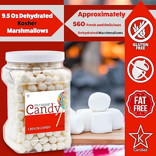 Miniatura 2 de Only Kosher Candy Sabores de vainilla de malvaviscos deshidratados, sin gluten, sin nueces y sin grasa, con certificación Kosher White Pop Mallows