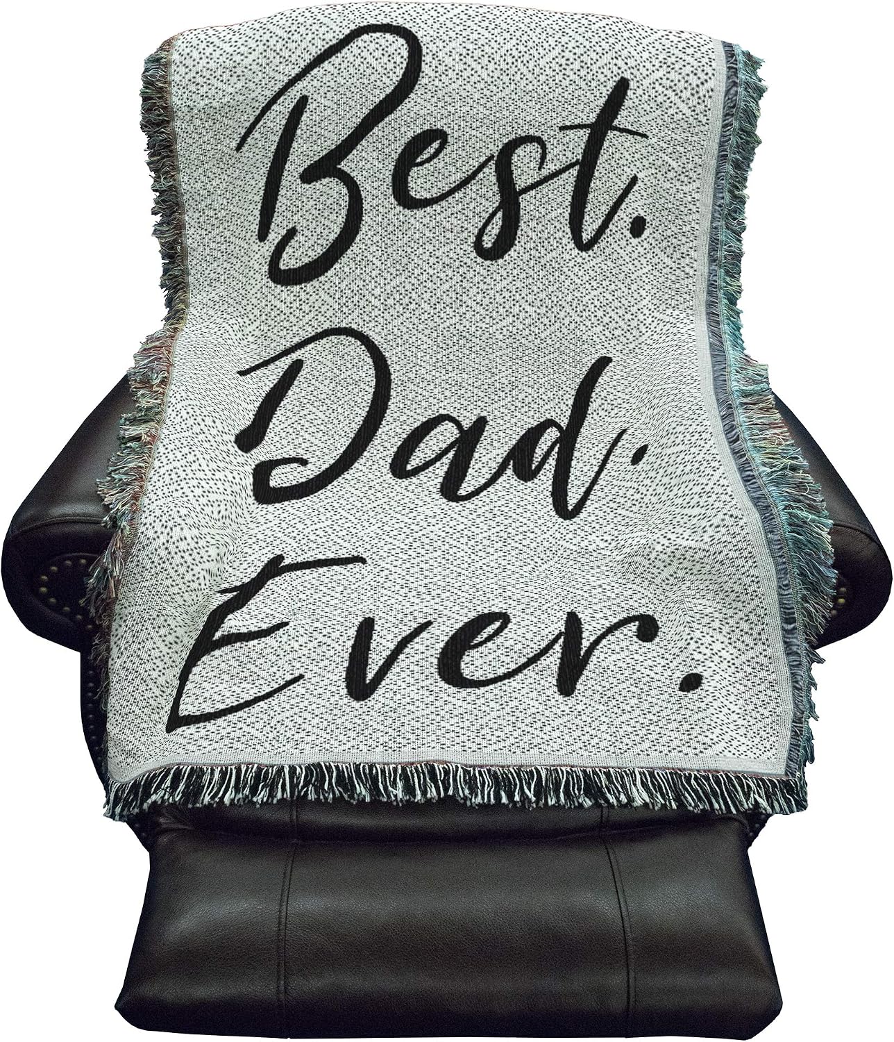 Pure Country Weavers Best Dad Ever Blanket White - Gift Tapestry Throw for Back of Couch or Sofa - Woven from Cotton - Made in the USA (61x36)