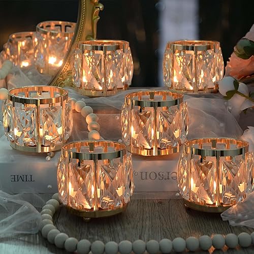 6 portavelas de cristal de mesa de 3.5 x 3.5 pulgadas, soporte votivo de clase para decoración del hogar, centros de mesa/decoración de boda, regalo
