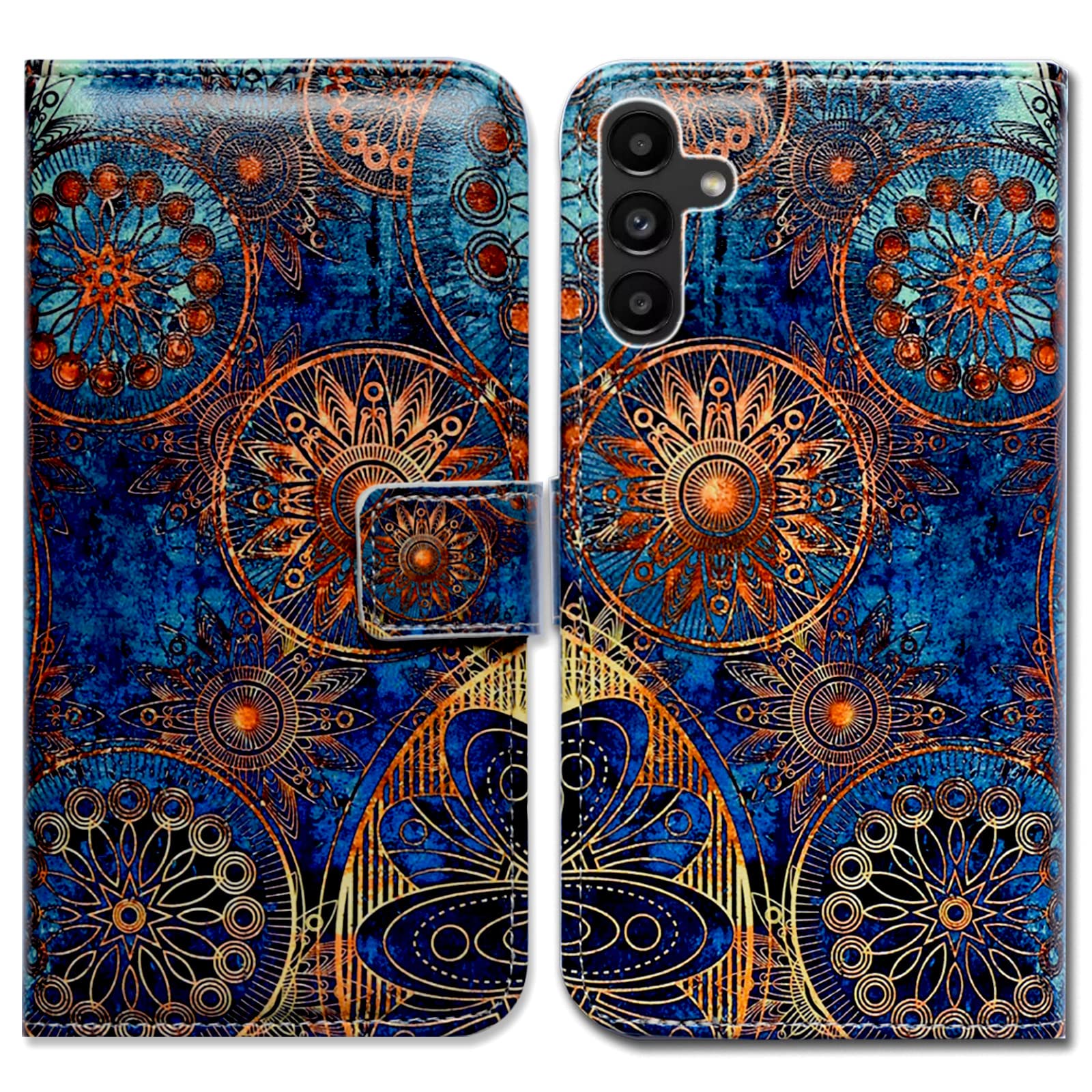 Bcov Case for Galaxy A13 5G, Gorgeous Colours Circle Mandala Leather Flip Phone Case Wallet Cover with Card Slot Holder Kickstand for Samsung Galaxy