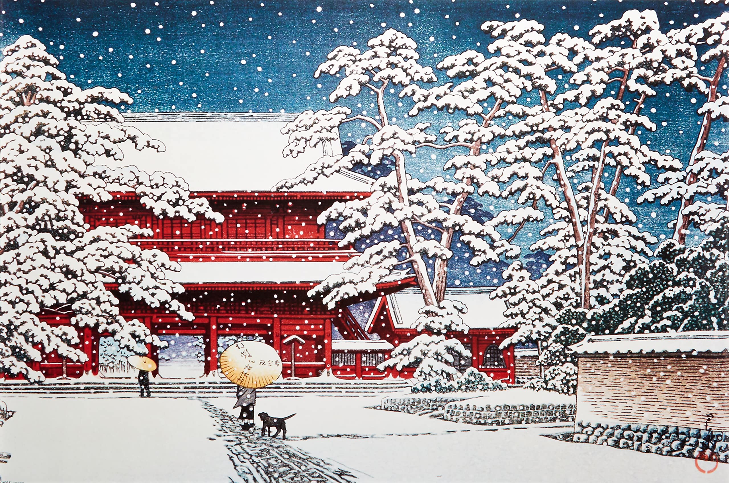 Amazon.co.jp: トライエックス 川瀬巴水/雪の増上寺 ポスター 61