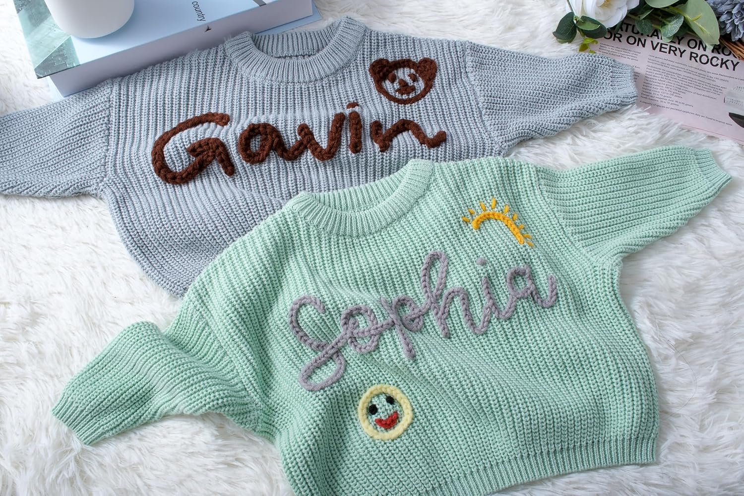 Personalized Name Custom Baby Sweaters Exquisite Embroidery for Cherished Memories