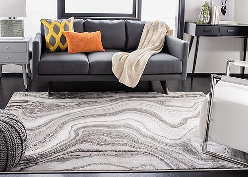 Miniatura 2 de SAFAVIEH Craft Collection - Alfombra de área de 8 x 10 pies, gris y plata, diseño abstracto moderno, no desprende pelusa y de fácil cuidado, ideal