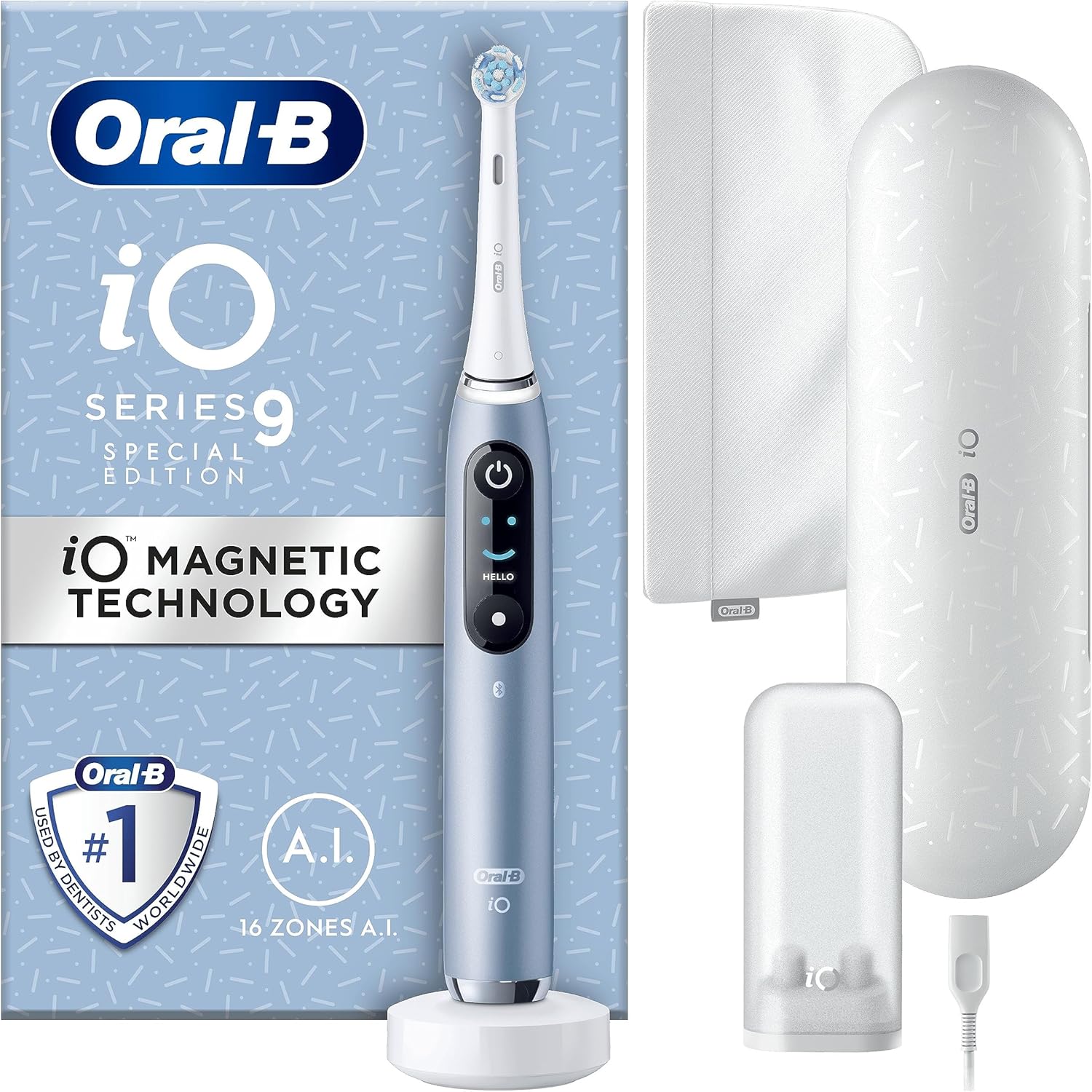 OralB iO9 Electric Toothbrush For Adults, App Connected Handle, 1 Toothbrush Head, Charging