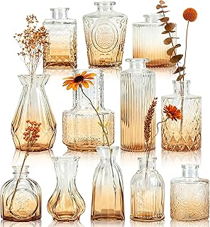 12 Bride Room Decoration Ideas To Create A Calm Elegant Space 79 Der Rose Amber Glass Bud Vases Set of 12, Small Bud Vases for Flowers, R...