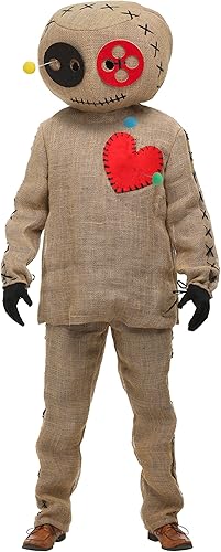Disfraz de muñeca de alfiler ritual de vudú de arpillera para adultos