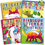 90shine 4PCS Crafts for Kids Ages 4-8 Sticker Books - Includes Dinosaur Llama Turtle and More Animal Designs Gift Party Create 40 Pictures