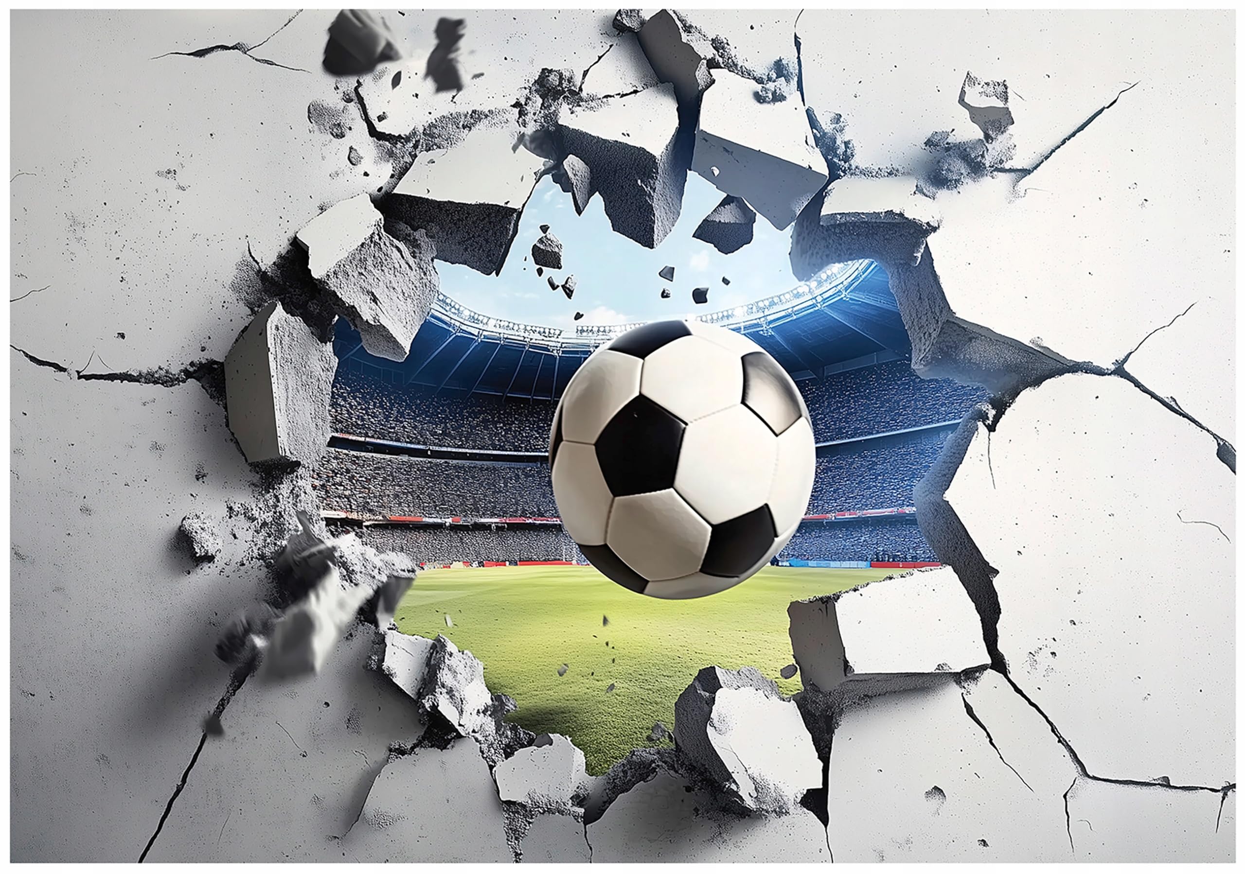 WallArena Vlies Fototapete, Fußball, 350x250cm | Fototapeten - Tapeten - für Wohnzimmer Schlafzimmer - Vliestapete Wandtapete Tapete 3D Effekt- inkl. Kleister