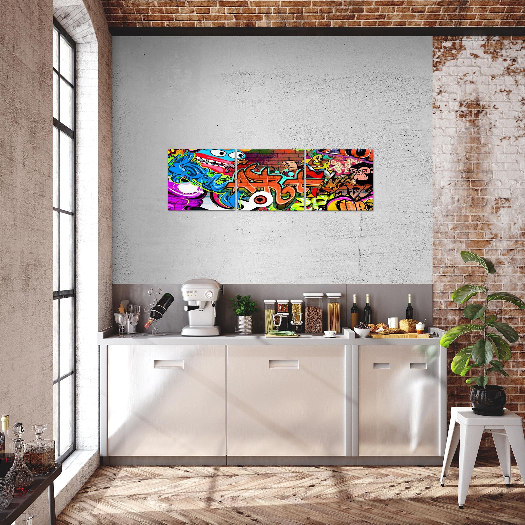 Tableau Toile Graffiti Urbain - 90 X 30 Cm - Style Moderne Ville - Neuf