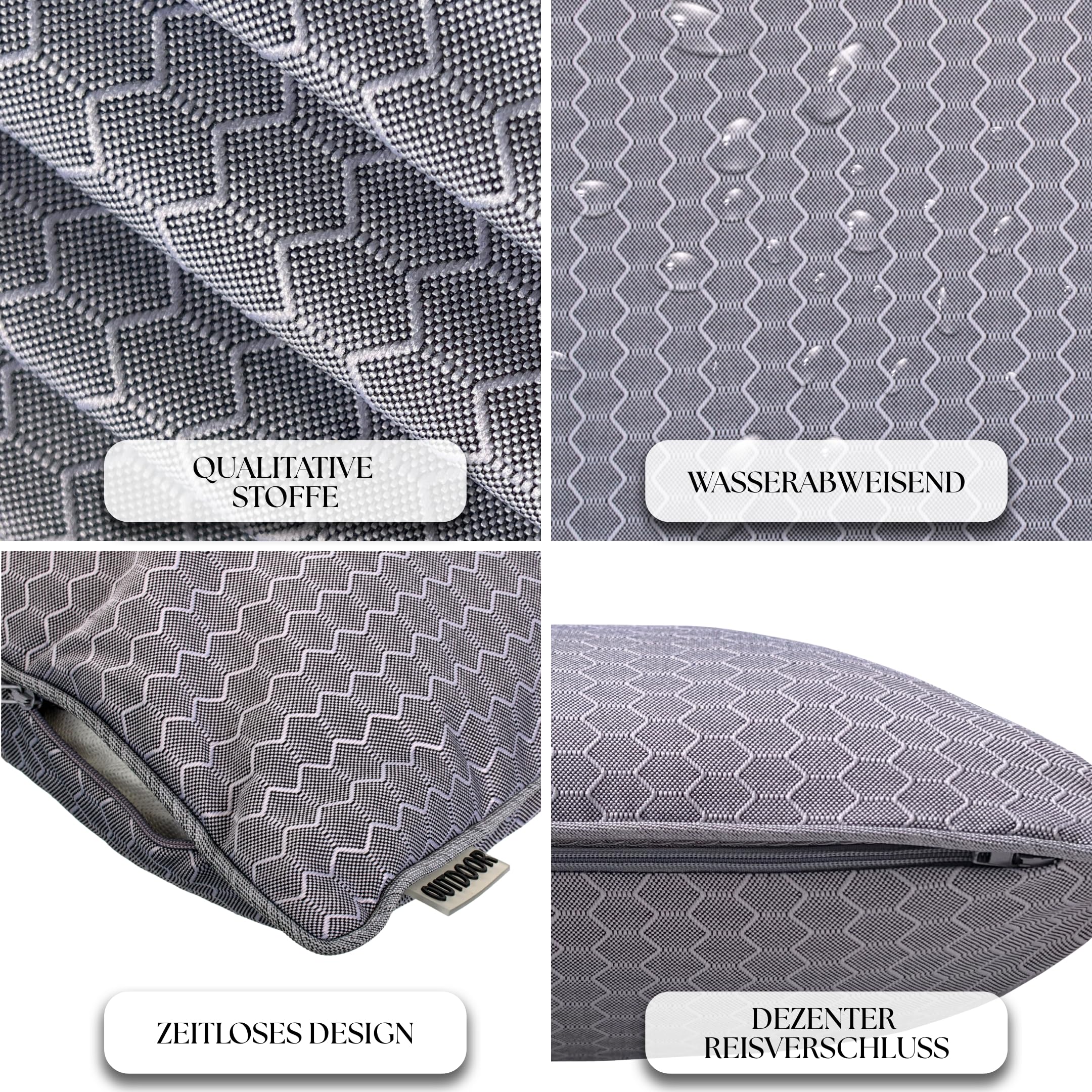 Brandsseller Cushion Set of 4, 45 x 45 cm, Outdoor Garden, Decorative Cushion with Piping, Dyed Yarn, Plain Dirt and Water-Repellent Cushion with Zip, Anthracite