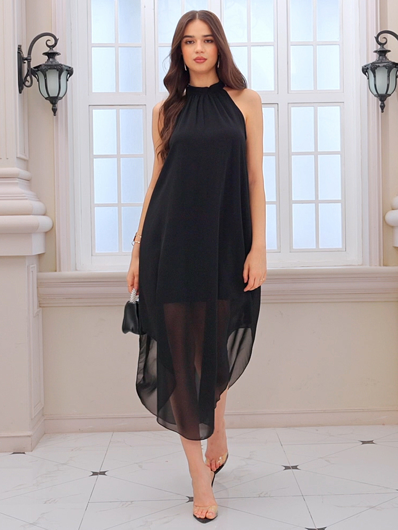 Verdusa Women's Formal Wedding Guest Dress Halter Flowy Chiffon