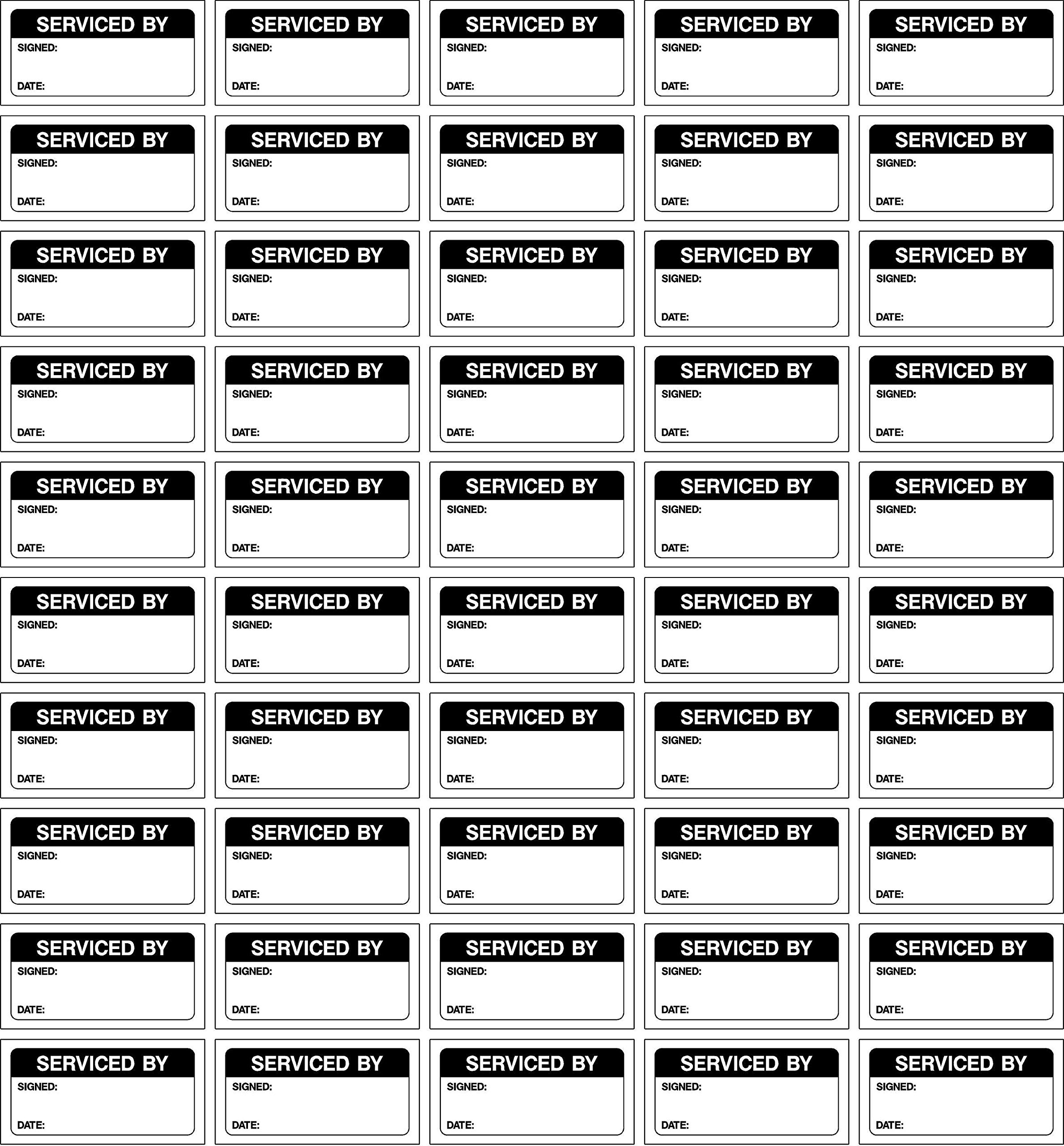 Quality control labels Serviced by signed and date - 250 Stickers 40mm x 20mm