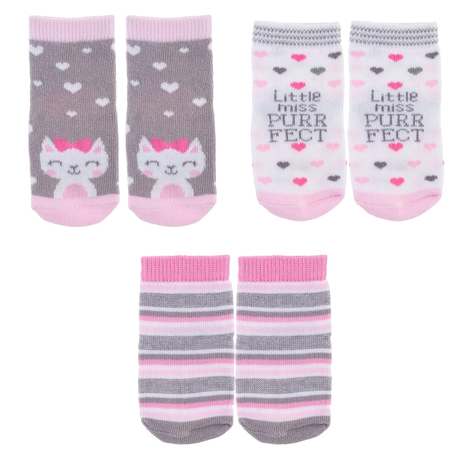 Stephen Joseph Baby Socks, Pack of 3, Cat