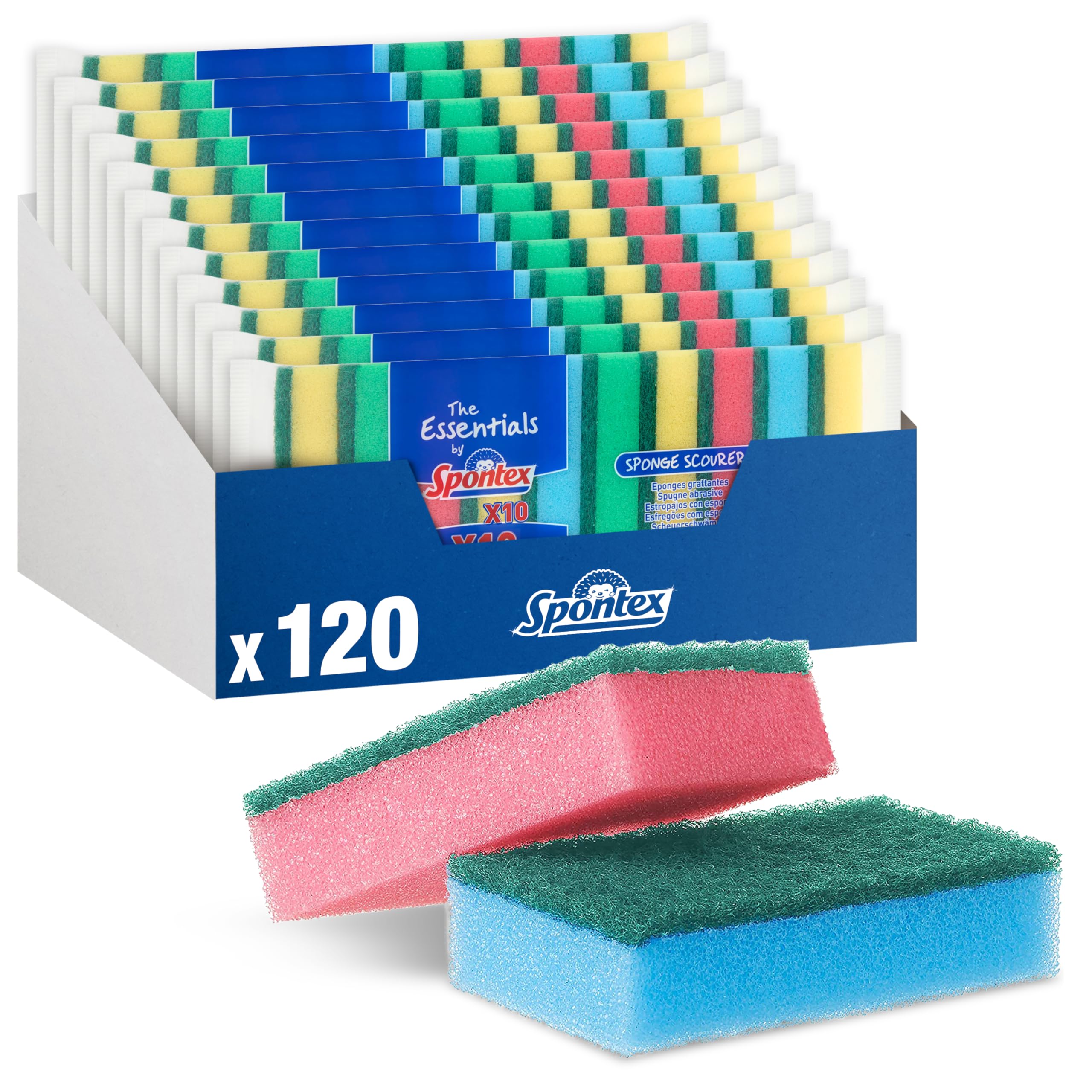 Spugnette Pulizia Casa Spugnette Spontex Essentials - Confezione Da 120 Pezzi Per Pulizie Domestiche Spugna Piatti