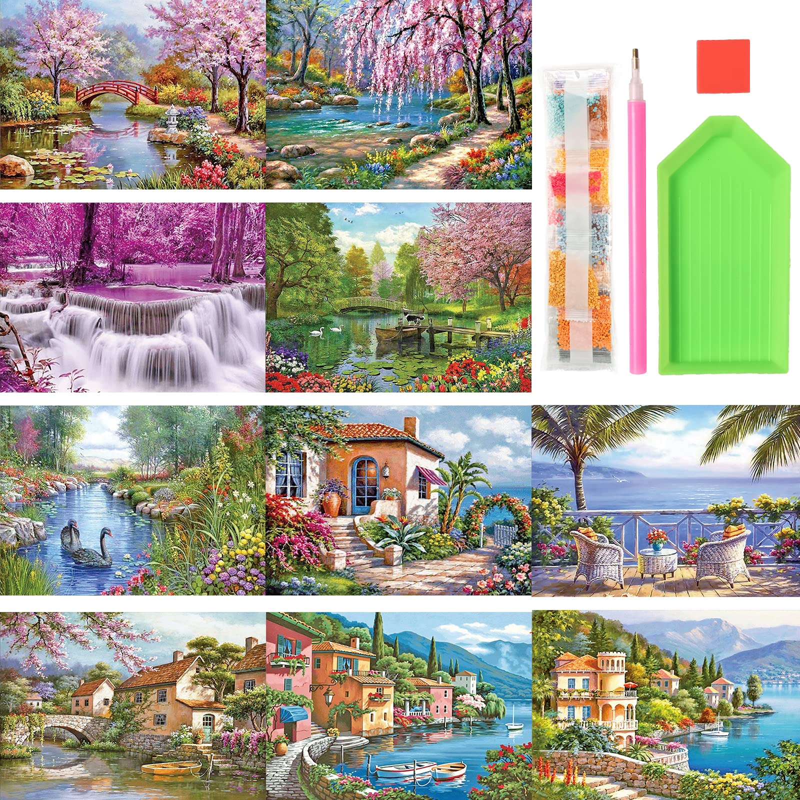 Amazon.com: Tontut 10 Pack Adult Diamond Art Painting Kits, Diamond Art ...