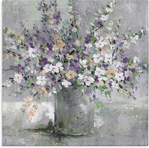 Stupell Industries Blossoming Aster Flower Bouquet, Designed By Carol Robinson, 24 x 24, Canvas Wall Art