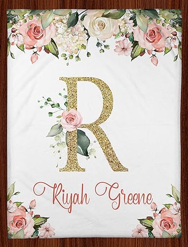 Miniatura 2 de IZI POD Cobijas personalizadas con monograma para niñas con nombre manta de bebé con nombre personalizado manta de bebé con monograma manta floral