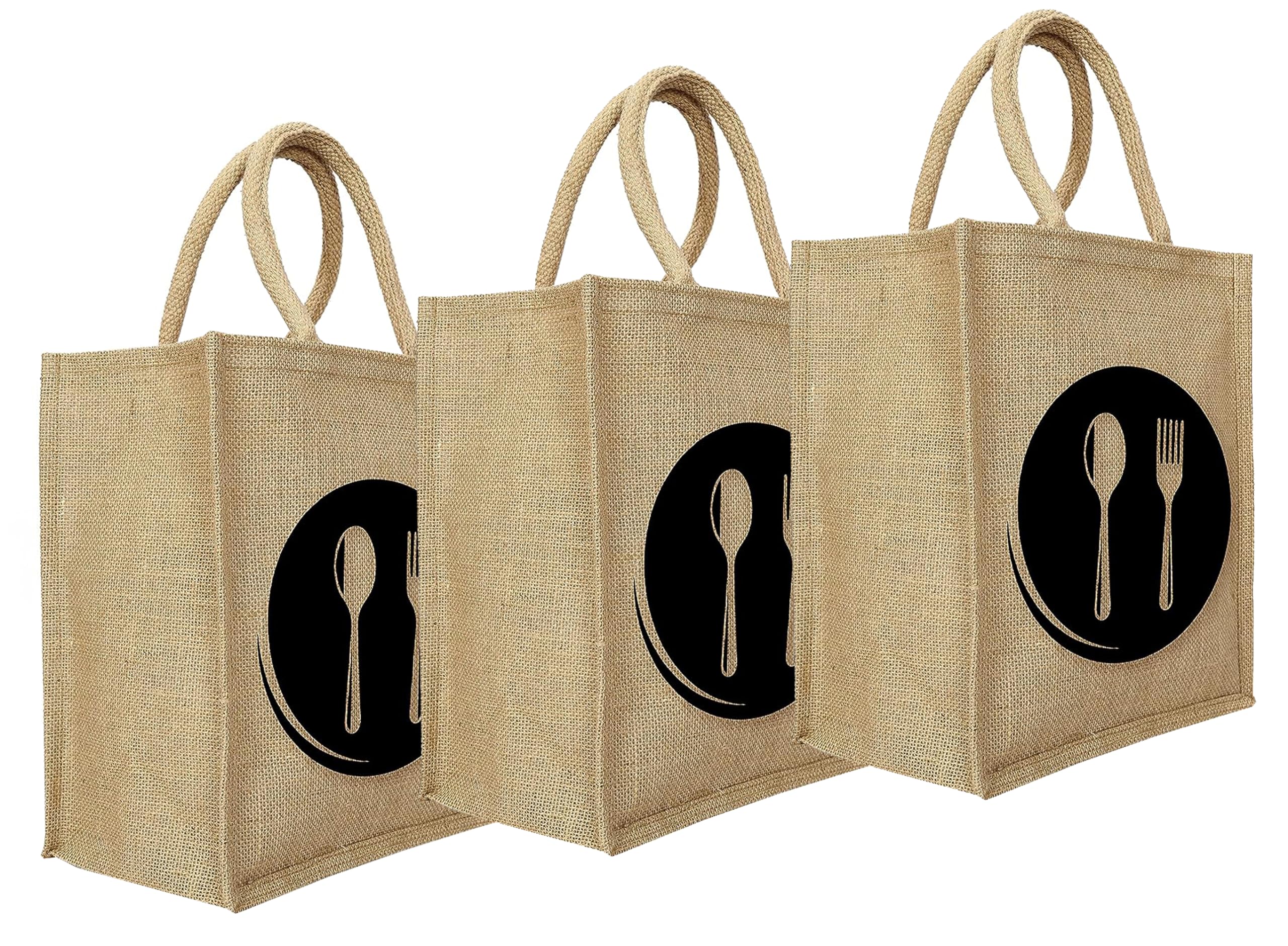 LAXISJute Bag | Tote Bags with Handles, Handicraft Jute Tifin Bag Blank Large Burlap Reusable, Grocery Bags, Water Resistant for Bridesmaid Gift Travel Shopping DIY Crafts Bags