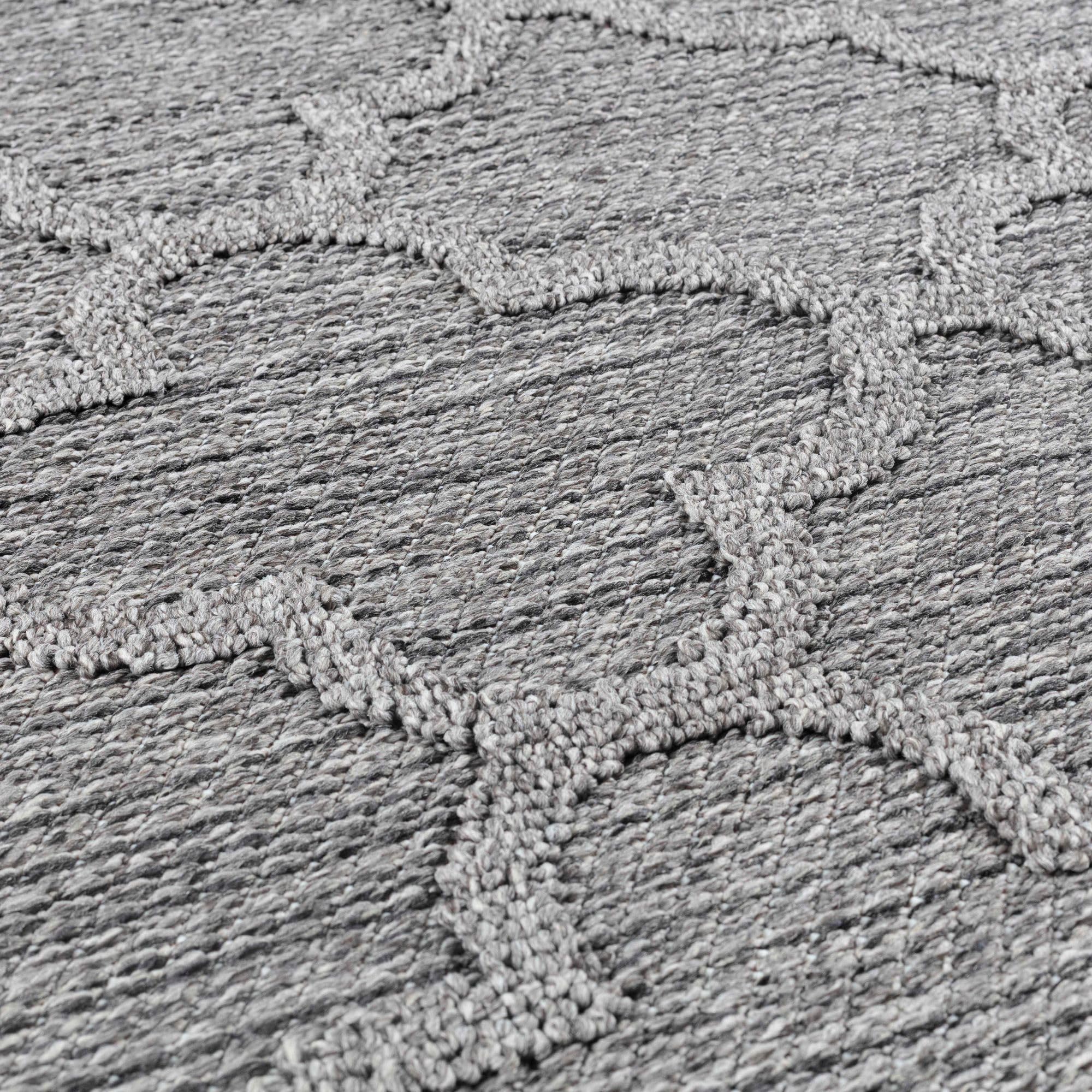 Carpetsale24 In & Outdoor Bouclé Teppich Läufer wetterfest Grau 80x250 cm Skandinavisches Design 3D Hoch Tief Effekt ideal für Flur Balkon oder Terrasse