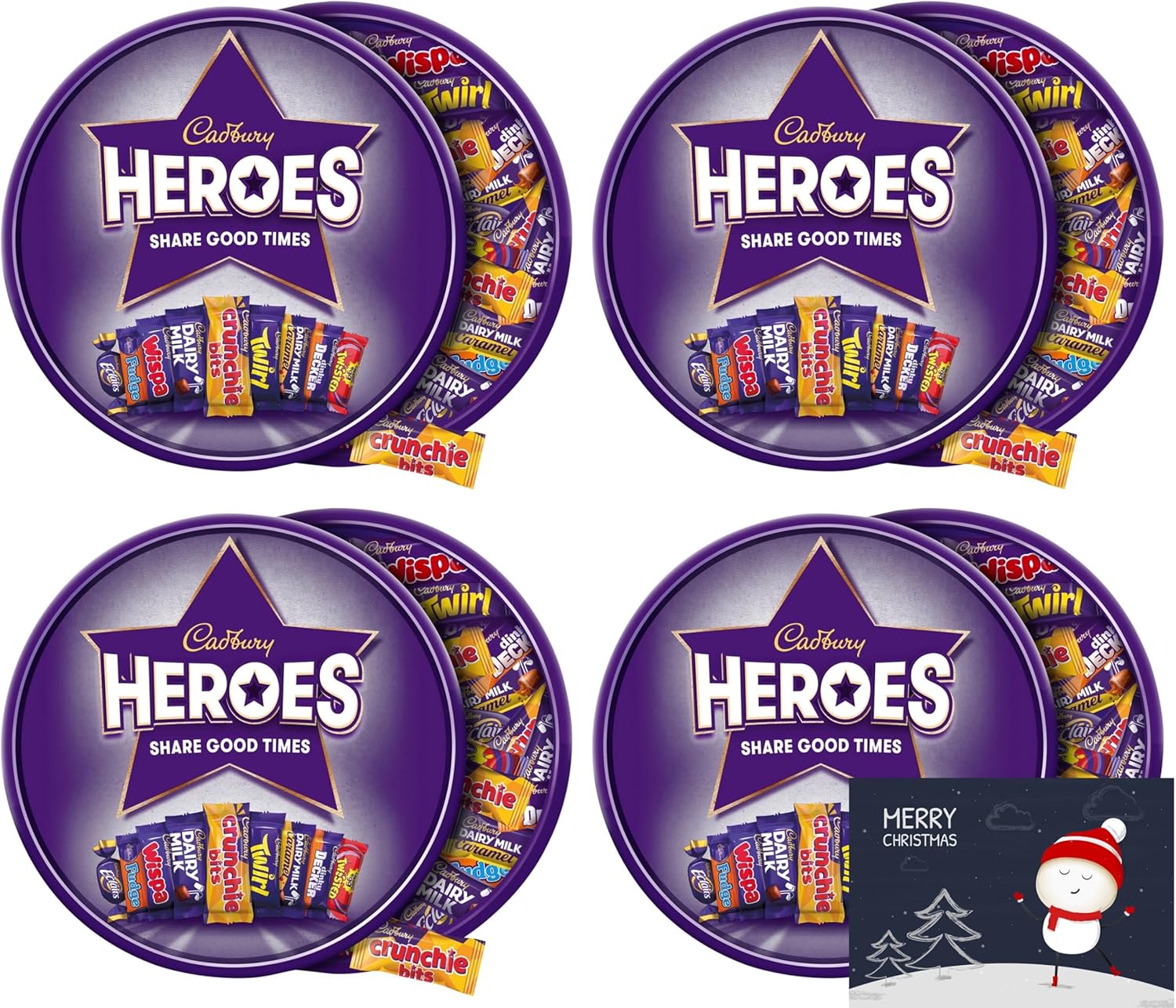 Heroes Chocolate Tubs in Bulk, 4x550g Bulk Christmas Chocolate, perfect