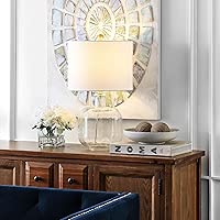 SAFAVIEH Lighting Collection Armena Clear Glass/ Brass Gold 22-inch Bedroom Living Room Home Office Desk Nightstand Table Lamp (LED Bulb Included)