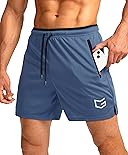 G Gradual Men's Running Shorts with Zipper Pockets Quick Dry Gym Athletic Workout 5" Shorts for Men (Dusty Blue, Medium)