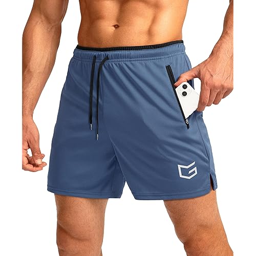 G Gradual Men's Running Shorts with Zipper Pockets Quick Dry Gym Athletic Workout 5" Shorts for Men