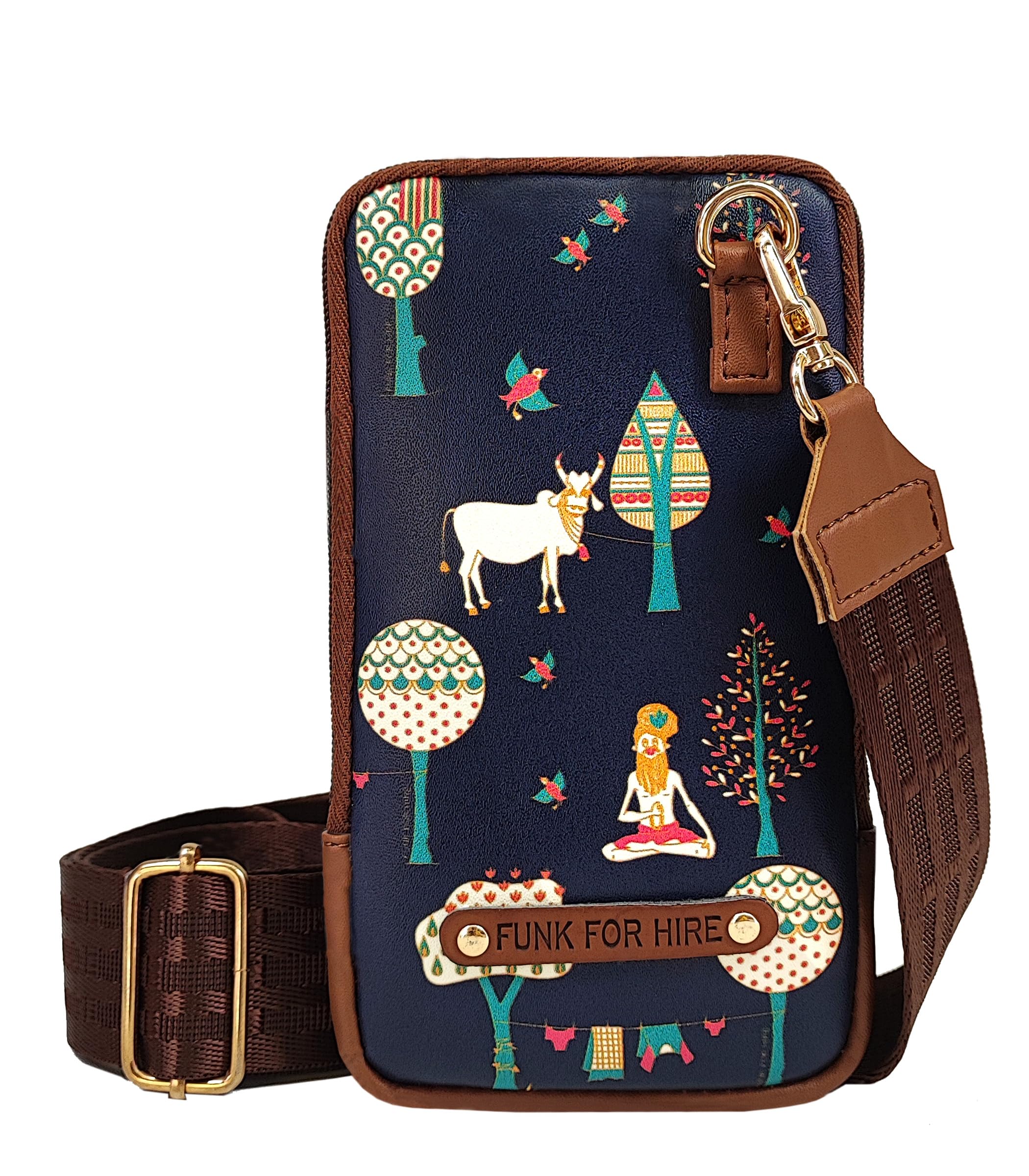 Leatherette Printed Mobile holder sling bag - Parent-image-43