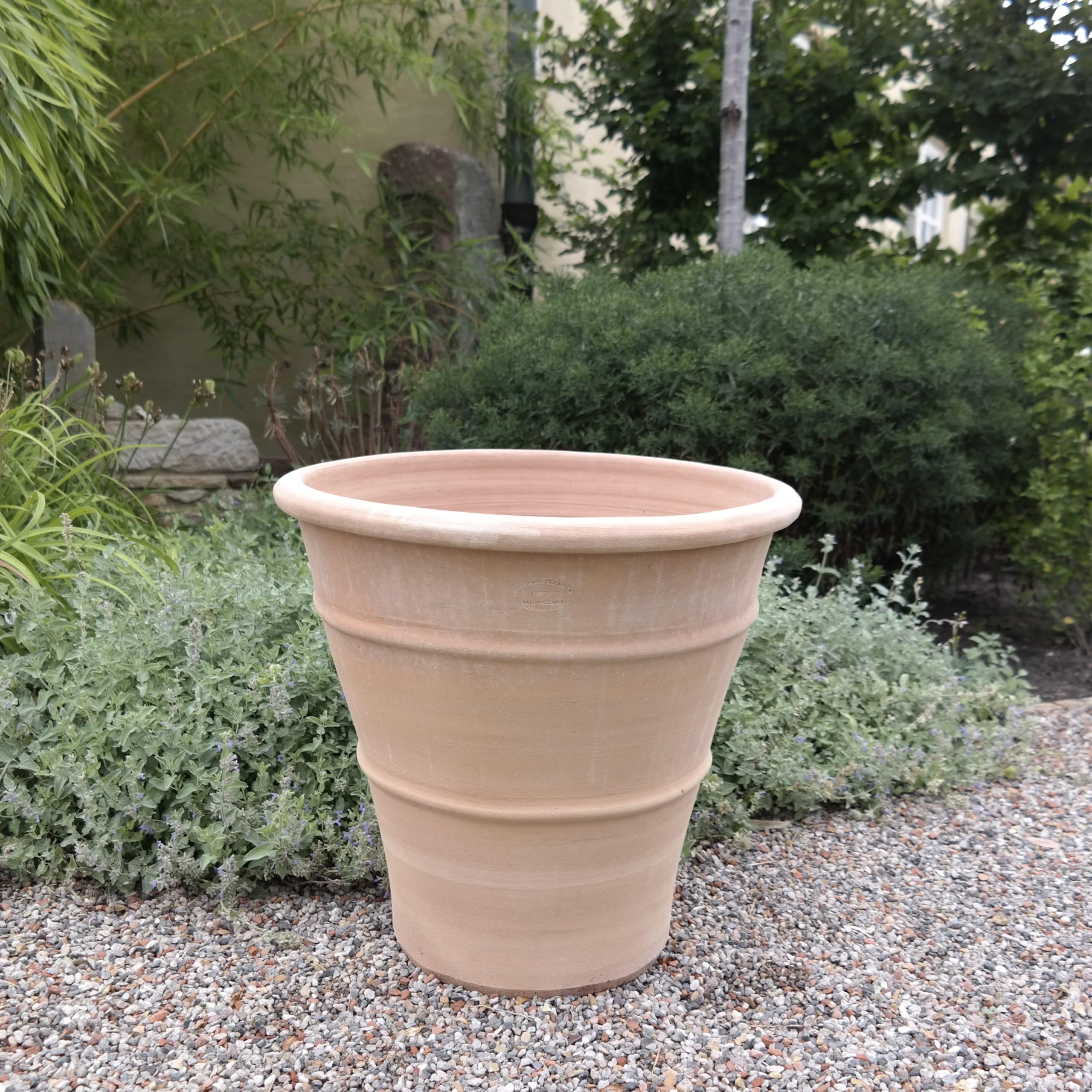 Pot de fleurs en terre cuite de 50 cm de haut, en argile, avec trou de drainage, résistant au gel et aux intempéries, aspect méditerranéen pour jardin, balcon et terrasse, idéal pour fleurs, herbes et