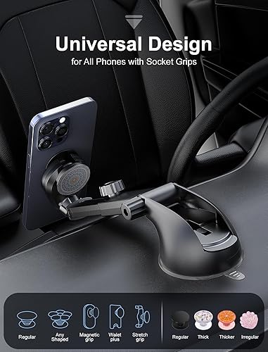 Miniatura 6 de TOPGO Soporte de teléfono para automóvil con enchufe mejorado 2024, extra pegajoso, sin sacudidas, multifuncional con ventosa para tablero de