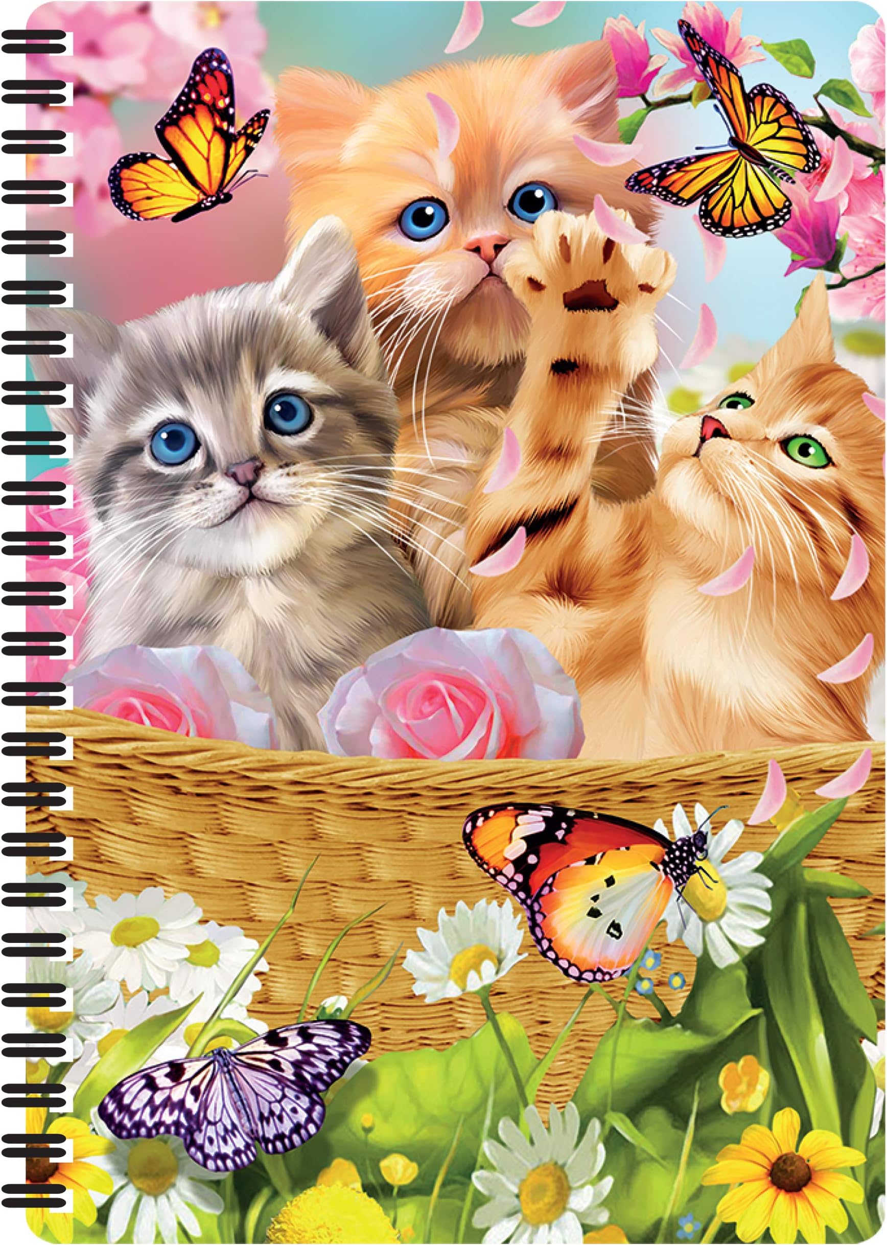 3D LiveLife Notebooks - Kitten Fun Time from Deluxebase. Ruled 8.2" x 5.7" Medium Notepad. 80 Page Spiral Bound Notebook with Lenticular Kitten Cover. Pet Animal Journal for Women and Men.