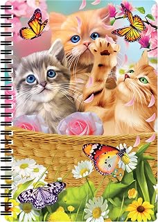 3D LiveLife Notebooks - Kitten Fun Time from Deluxebase. Ruled 8.2" x 5.7" Medium Notepad. 80 Page Spiral Bound Notebook with Lenticular Kitten Cover. Pet Animal Journal for Women and Men.