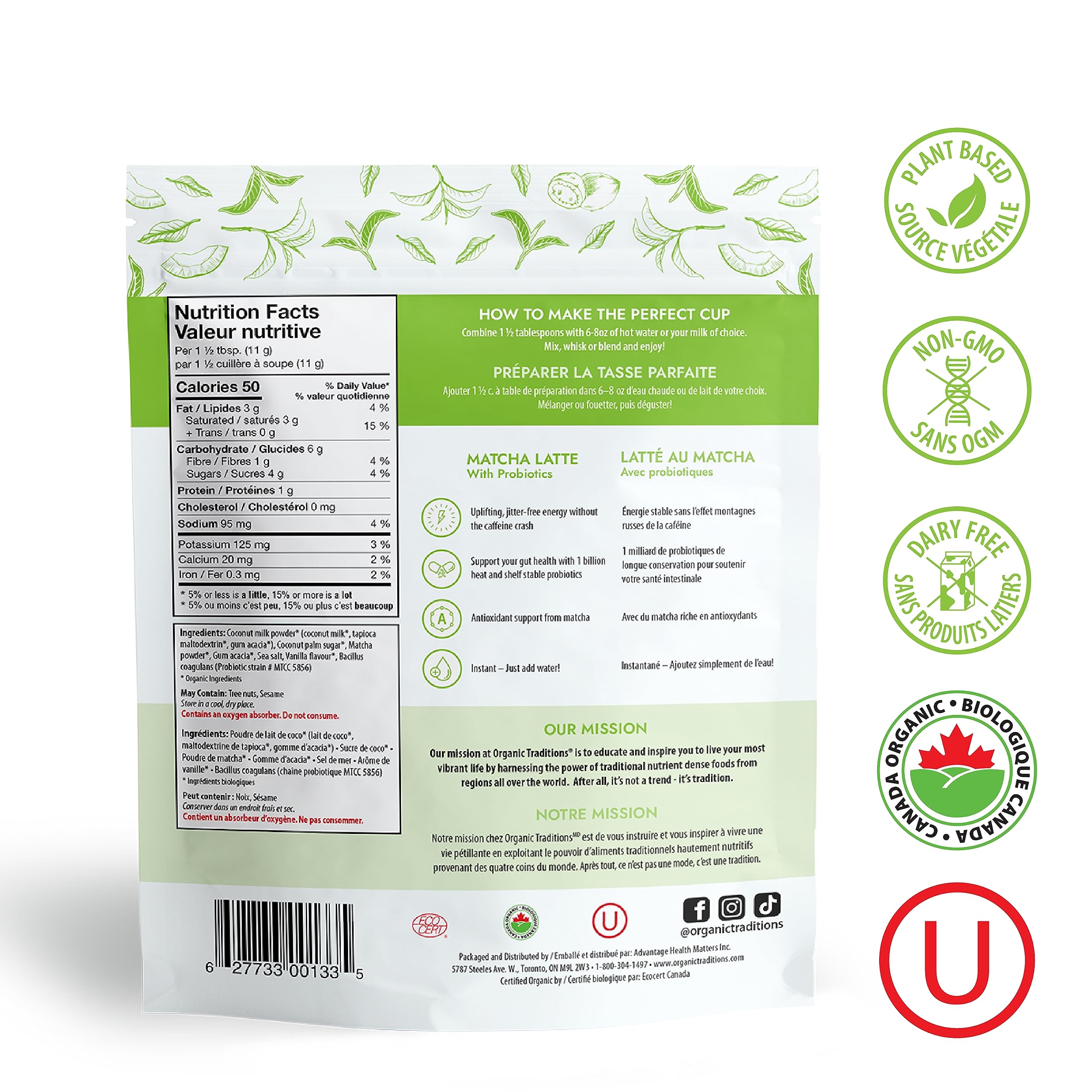 Generic O rganic Traditions Superfood Latte Matcha 5 3 oz Pack of 6 — view 4