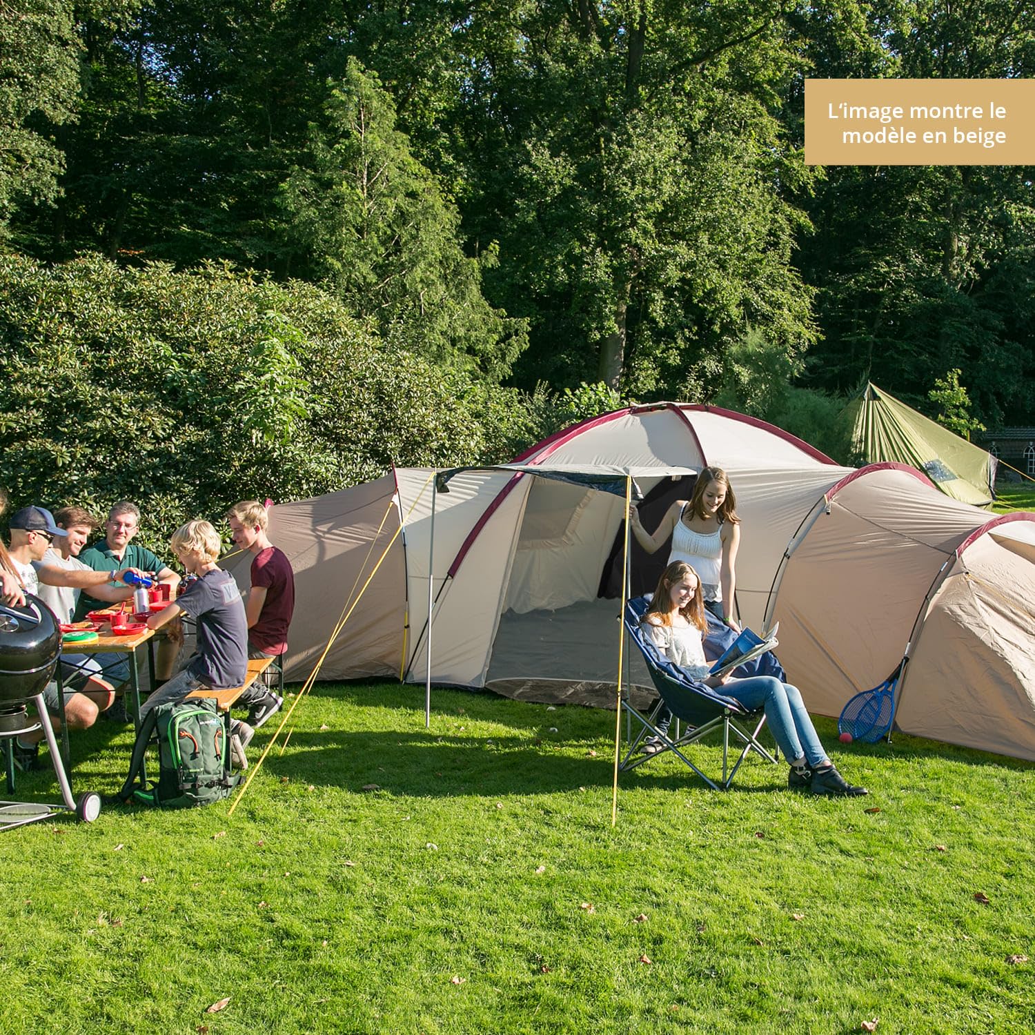 Skandika Corse/Turin Tente dôme pour 10-12 Personnes | Grande Tente familiale, 3 cabines de Couchage, 200 cm de Hauteur Debout, Colonne d'eau 5000 mm | Extérieur, Camping, Famille