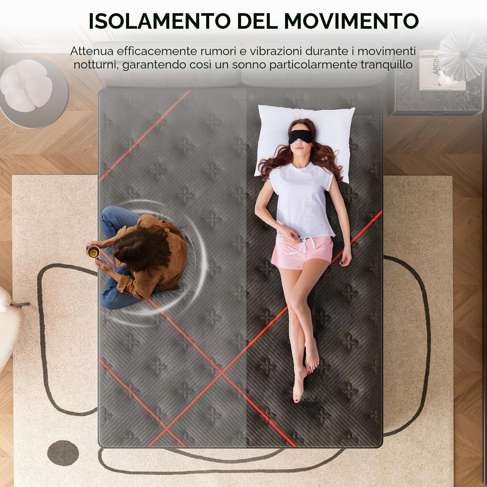 DEWINNER Materasso 160x200 cm, spessore 30 cm, tipo misto (molle insacchettate + schiuma memory), 7 zone ergonomiche, traspirante e resistente all'umidità, rigidità media
