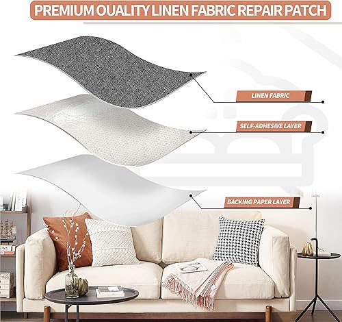 Vista 364 de Parches de reparación de lino grueso, parches de tela de lino autoadhesivos, 8 x 11 pulgadas, 2 unidades, multicolor, se pueden utilizar