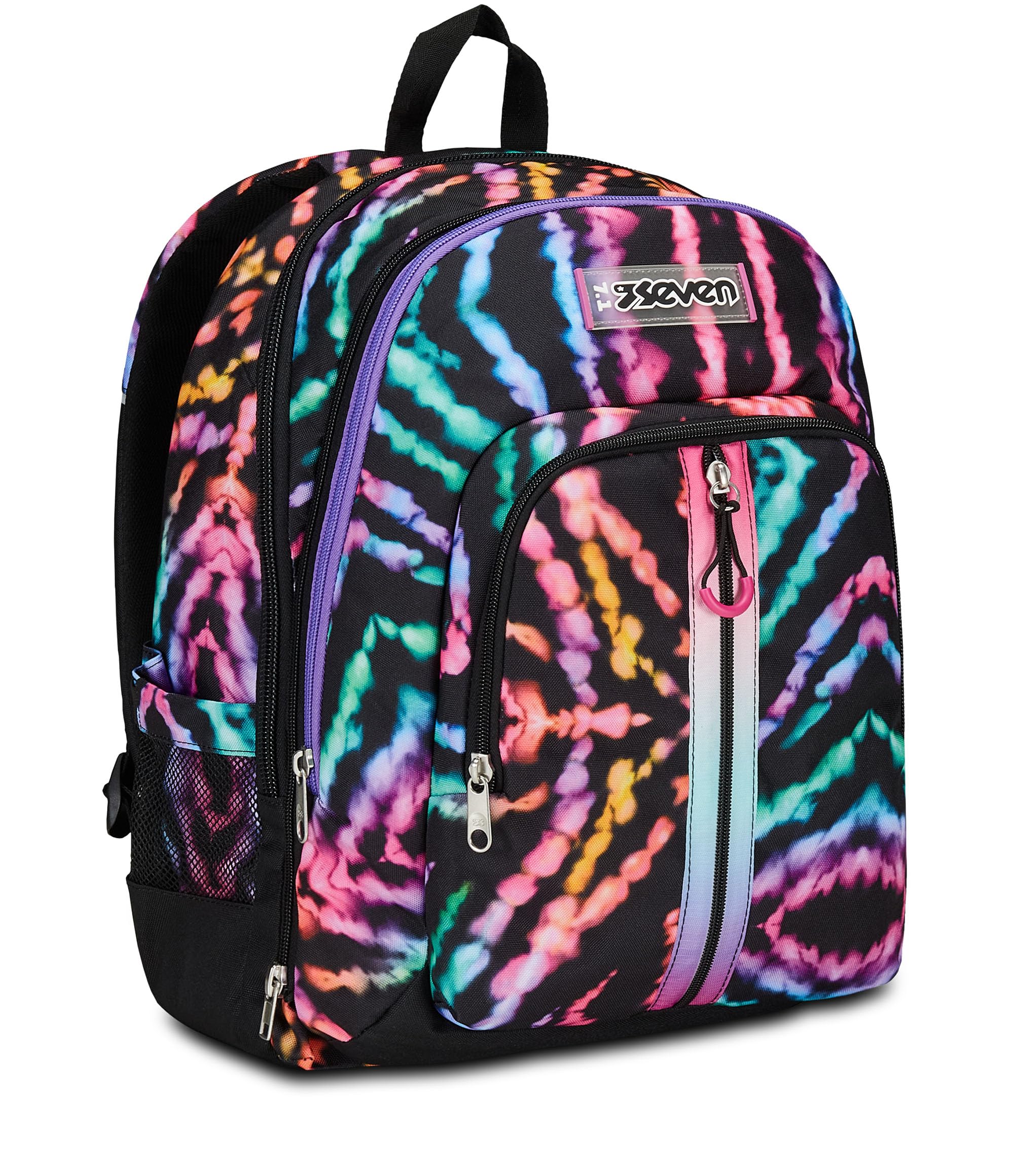Seven Zaino Scuola Adavanced Detach, Nero Fucsia, Multi-Shade Girl, Doppio Scomparto Con Tasca Staccabile Uso Zainetto, Tasca Porta PC, Tasca Porta Borraccia, Zaino Medie e Superiori, Bambina Ragazza