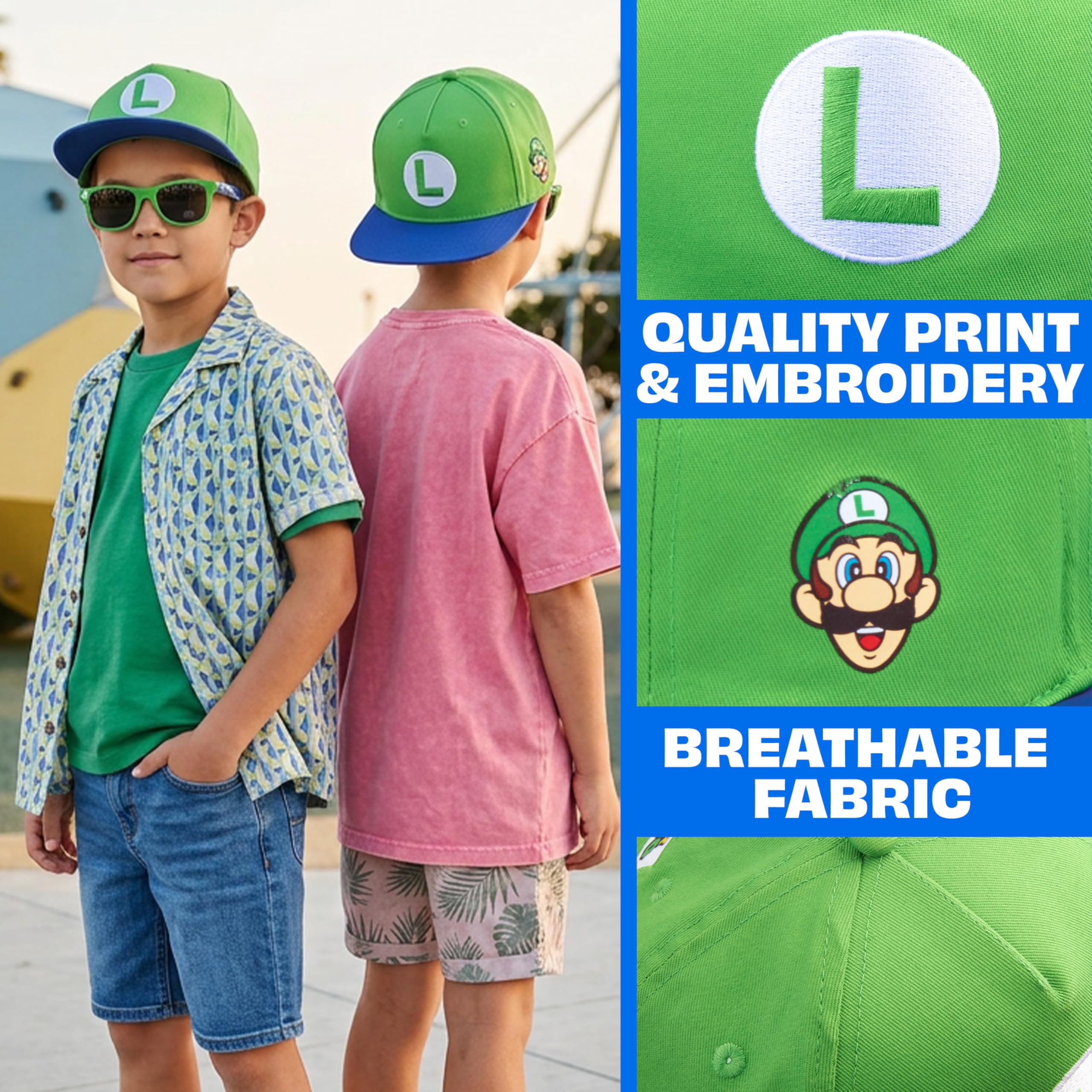 Get Trend Super Mario Cappello Baseball Occhiali da Sole Bambino Set, Protezione UV 100%, Essenziale Vacanze, Regalo per Ragazzi (Verde Super Mario) - 5
