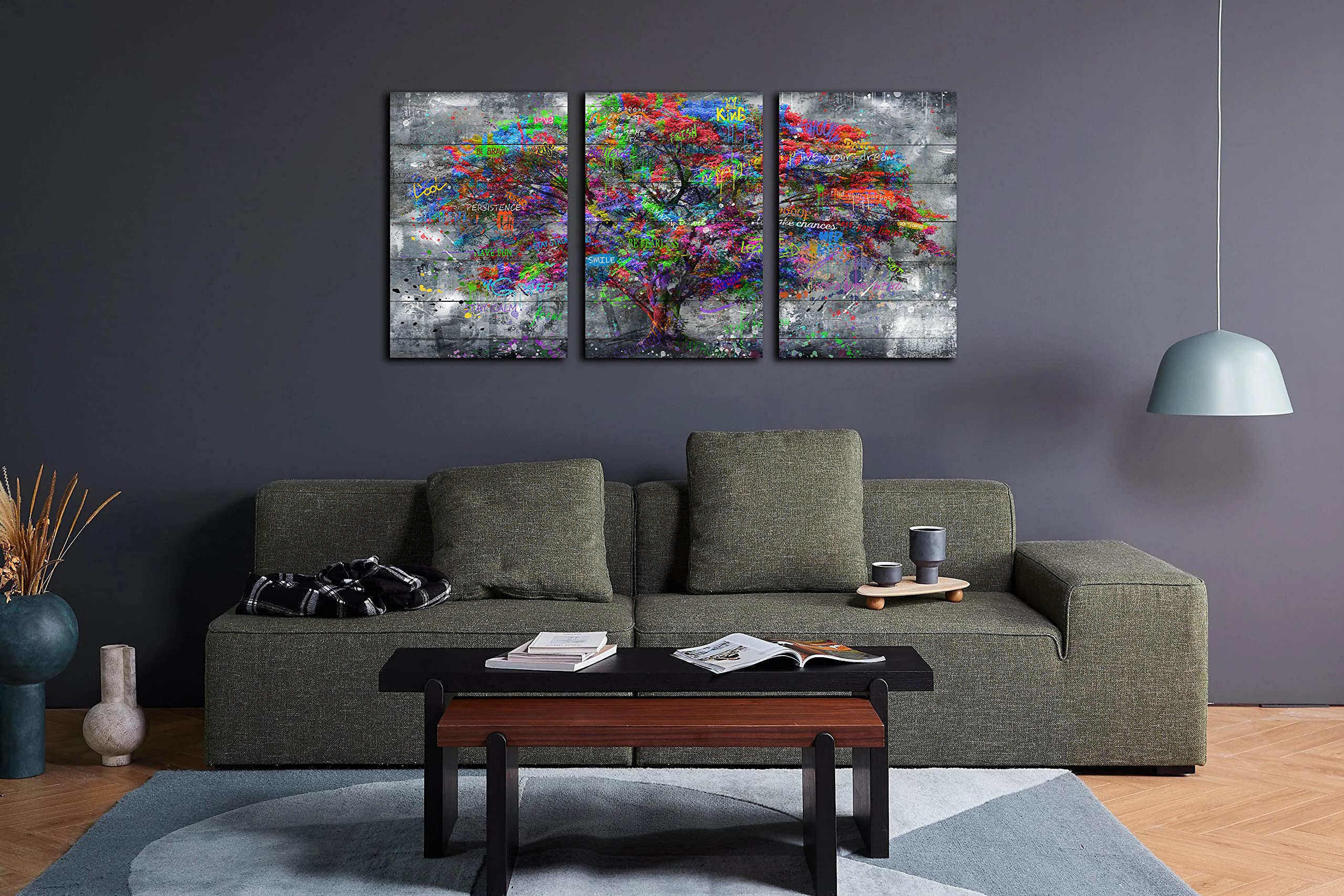 SIXTTART Quadro Moderno Su Tela Con Albero Colorato – Decorazione Da Parete 50x100 Cm Per Soggiorno O Camera Da Letto - 2