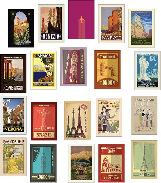 Retro/Vintage Travel Postcards - Set of 20 Different Designs