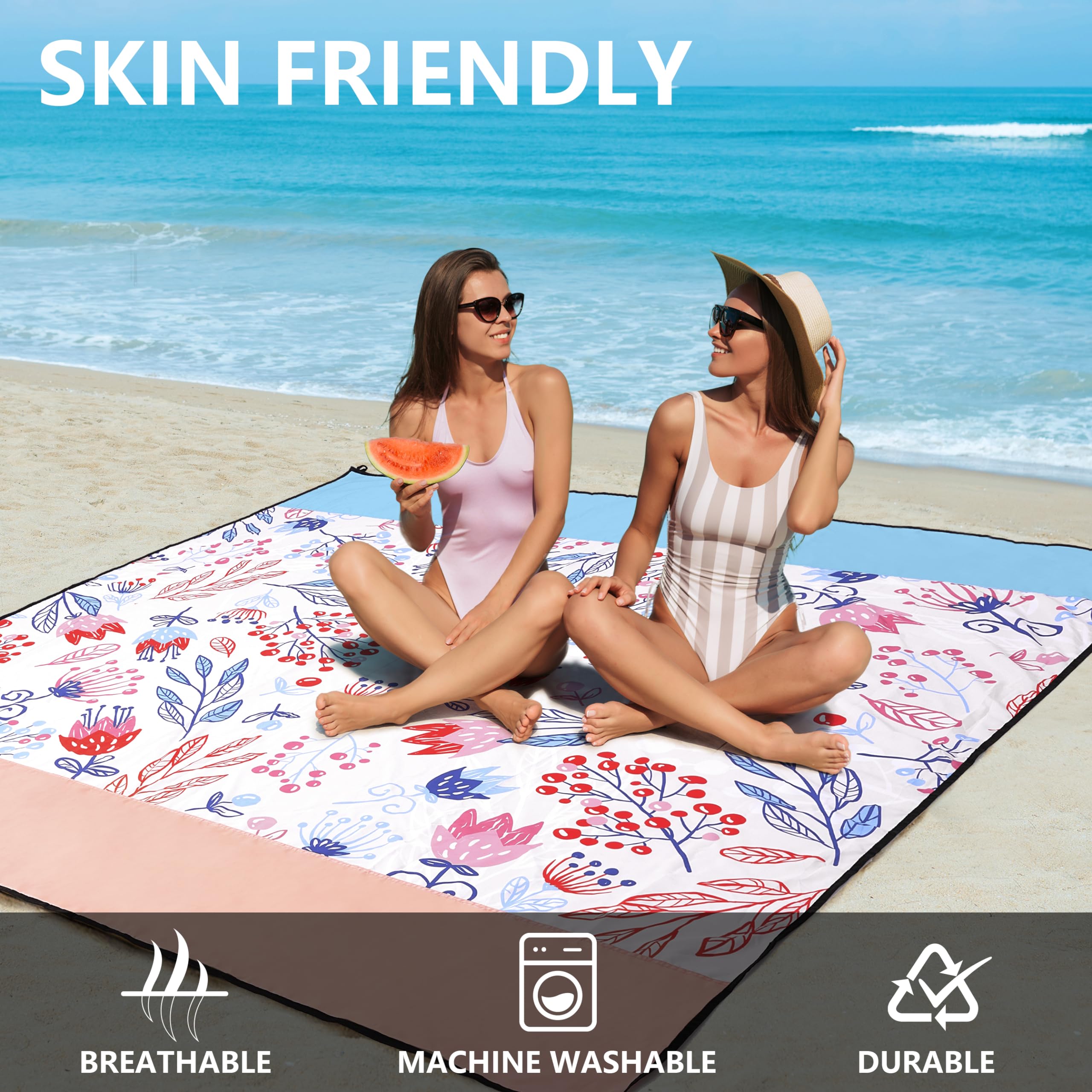 COVACURE Tapis De Plage, 210 X 200 Cm Imperméable, Anti-Sable, 0,38 Kg Ultralégère Et Compacte Pour Plage, Camping, Randonnée, Pique-Nique (Orange