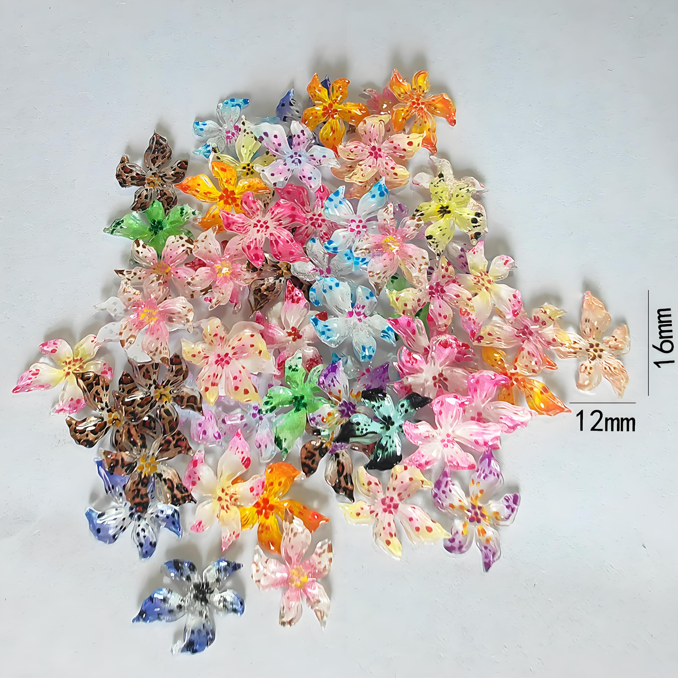 Tsangbaby 60 Pcs Nail Charms Nail Stuff 3D Hawaiian Flowers Nails Art Charms Accessories Decorations with Pick up Tweezers Summer Resin Charms for Women Girls Manicure Design DIY Crafts - Image 4