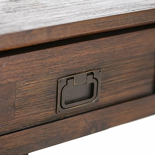 Miniatura 5 de Simpli Home Monroe Mesa de centrode café rectangular, color marrón desgastado, Madera Noble, Carbón Marrón Envejecido