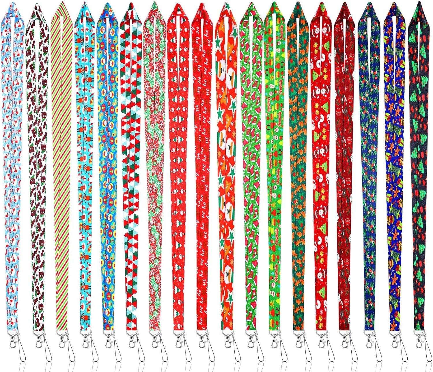 Kingdder 18 Pcs Christmas Lanyards for ID Badges Cute Holiday ID Card Name Badge Holders Christmas Keychains Lanyards Xmas Card Holder with Swivel Hook for Teacher Nurse Office Home Phone Key