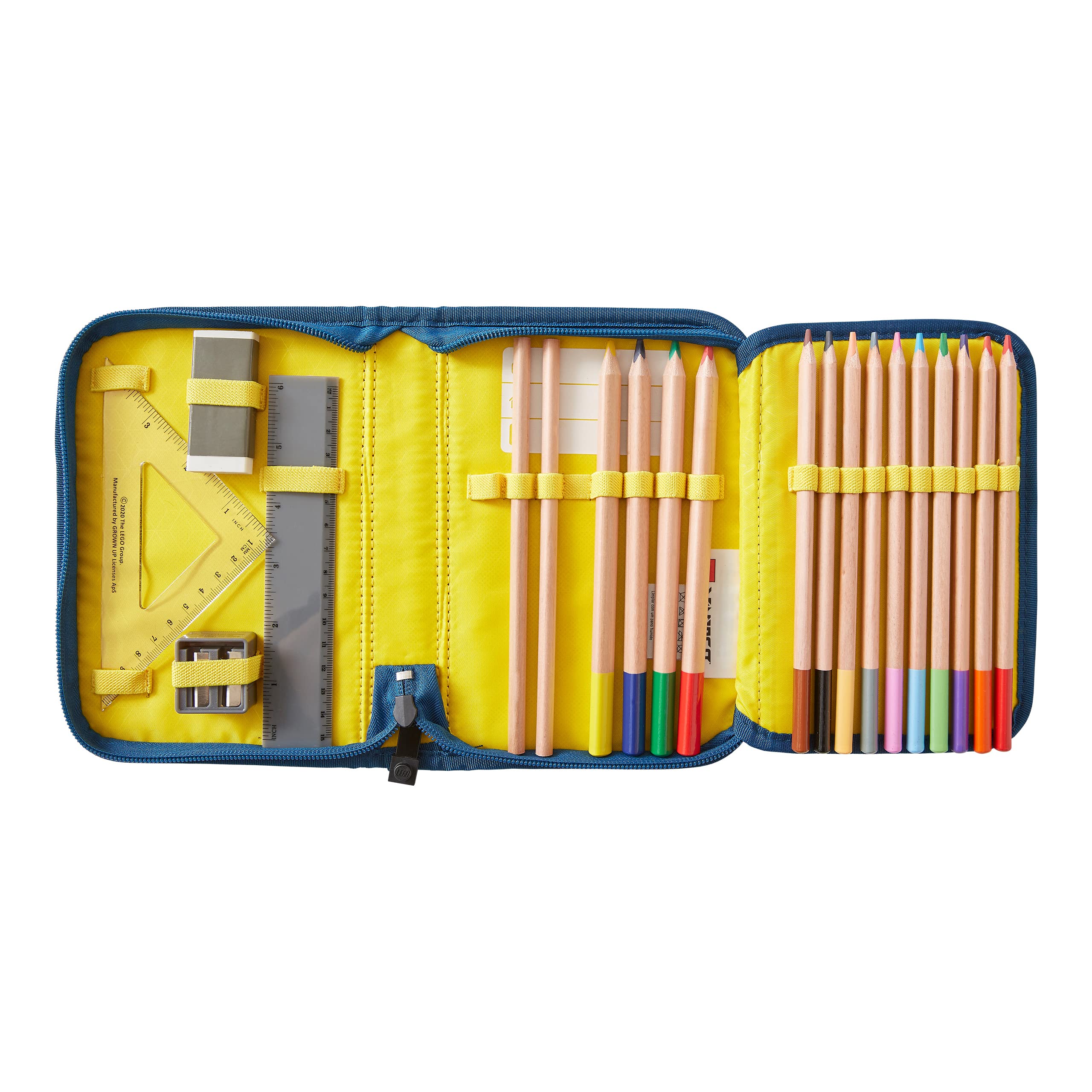 SKANDO BAGS LEGO® - Jungen Easy Schulranzenset 3tlg. - NINJAGO, Gold/Blue - Mit Turnbeutel, Federmäppchen (inkl. Aller nötigen Schreibutensilien) - Leichtgewicht - 5-10 Jahre