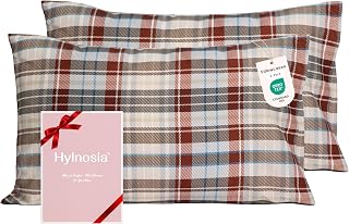 Ultra Soft Set of 2 Plaid King Size Pillowcase,Brownish-red Plaid,20x36 | 1800 Premium Burshed Microfiber,Wrinkle & Fade Resistant,Envelope Closure,Hotel Quality